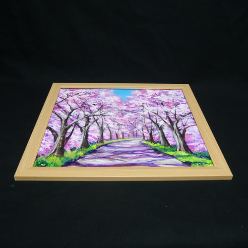 桜の小道：春の記憶】油彩画 桜 風景 風景画 油絵 額装なし（または