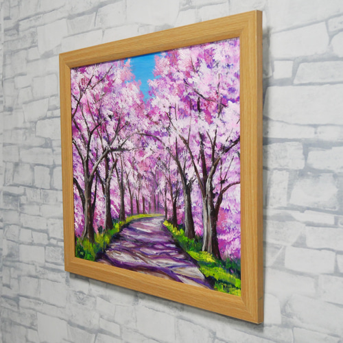 桜の小道：春の記憶】油彩画 桜 風景 風景画 油絵 額装なし（または