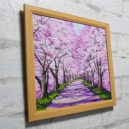 油絵 油彩 油彩画 絵 絵画【桜トンネル】 絵画 HR 通販