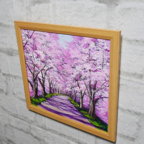 油絵 油彩 油彩画 絵 絵画【桜トンネル】 絵画 HR 通販
