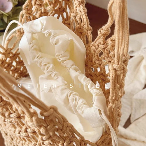手作り】 透かし模様のショルダ 文芸トートバッグ 綿糸編みバッグ 漁網