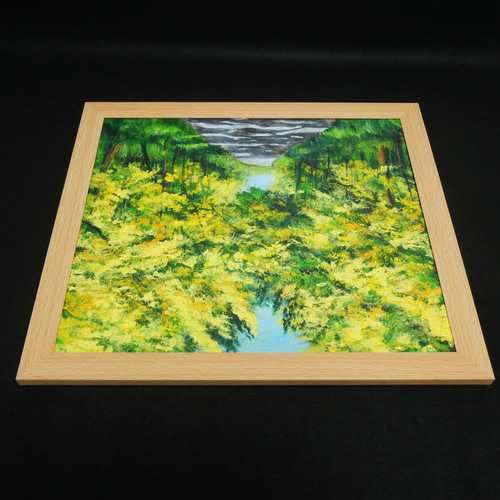 油絵 油彩 油彩画 絵 絵画 【ミモザのトンネル】 絵画 HR 通販