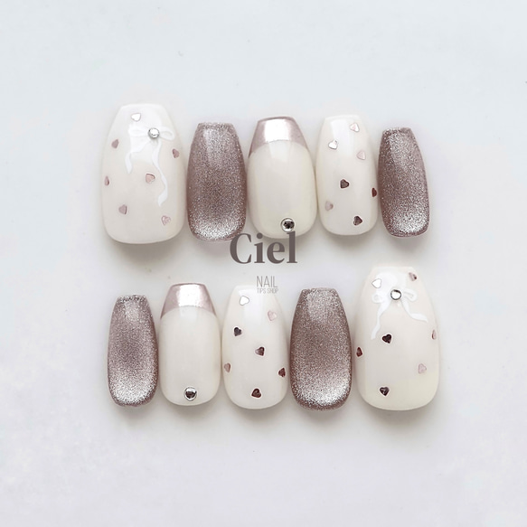 size order】ネイルチップ マグネットネイル ピンクネイル ハート