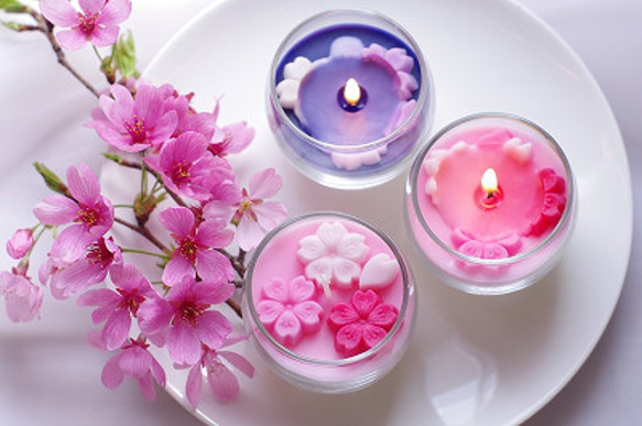 再販)春4月限定さくらキャンドル｜満開の桜＆幻想的な夜桜の香りでお