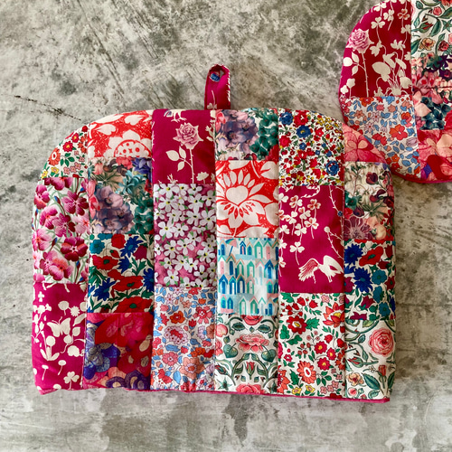 ティーポットカバー＋ポットマット パッチワーク レッド系 2529 ポット