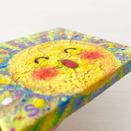 原画】【送料無料】小さい絵 アクリル絵の具 キャンバス 太陽