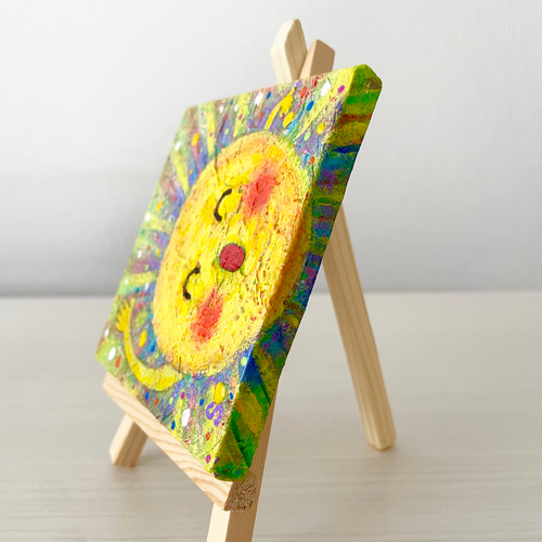 原画】【送料無料】小さい絵 アクリル絵の具 キャンバス 太陽