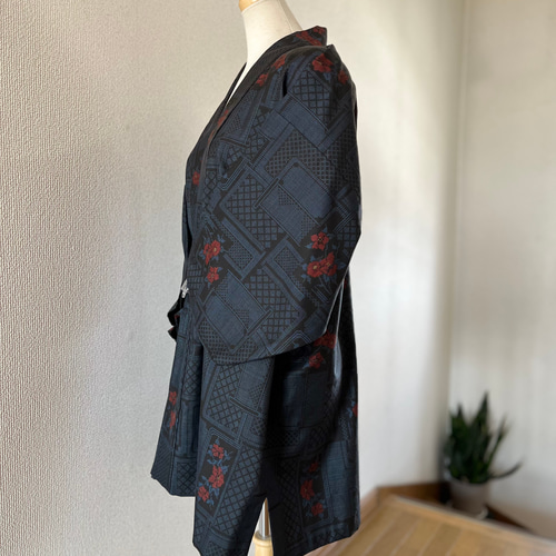 本場奄美大島紬 着物リメイク 作務衣 商標有 お洒落上衣 現品限