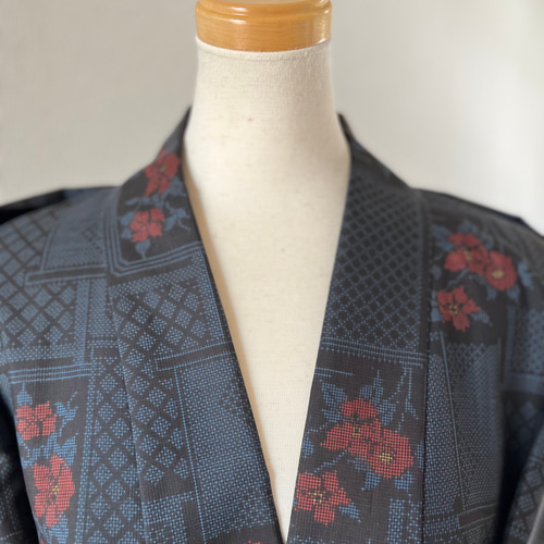 本場奄美大島紬 着物リメイク 作務衣 商標有 お洒落上衣 現品限 シルク