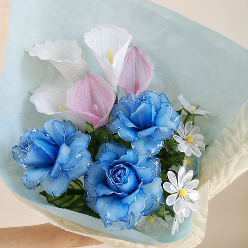 アメリカンフラワー（ミニバラ、マーガレット）ディップフラワー 花束♡ブーケ♡バラ♡カラー♡マーガレット♡ディップアート
