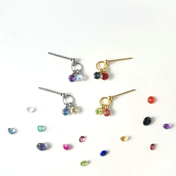 【選べる誕生石】愛おしい2人を想う天然石ピアスサージカルステンレス　シンプル　ギフト　二粒　母の日　セミオーダー 1枚目の画像