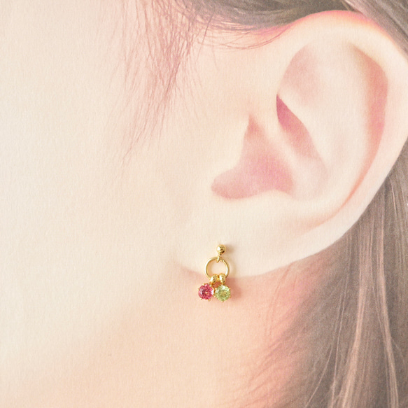 【選べる誕生石】愛おしい2人を想う天然石ピアスサージカルステンレス　シンプル　ギフト　二粒　母の日　セミオーダー 9枚目の画像