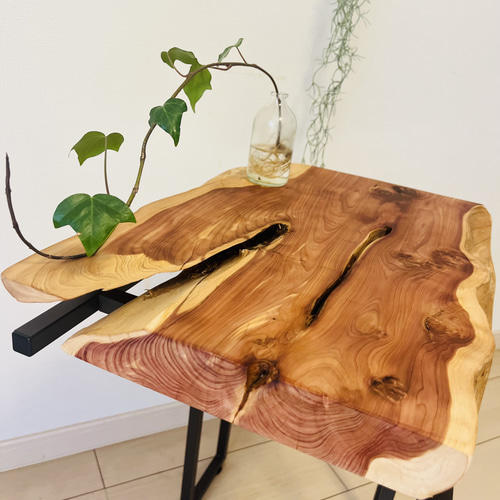 ソファテーブル 一枚板 サイドテーブル 貝塚伊吹 アイアンテーブル