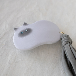 【瞳が選べる】猫のバレッタ /  グレー 8枚目の画像