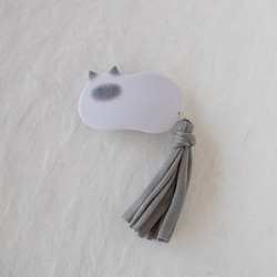 【瞳が選べる】猫のバレッタ /  グレー 6枚目の画像