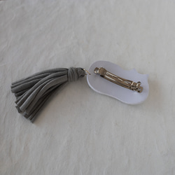 【瞳が選べる】猫のバレッタ /  グレー 7枚目の画像