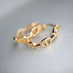 18Kイエローゴールド(18金)Uチェーン リングチェーン フープピアス YG K18地金 中空 Uチェーン フープ ピアス ピアス（フープ） Kōbō Sion