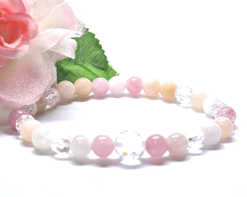 天然石＊モルガナイト&クンツァイト＊ブレスレット＊おしゃれ＊可愛い