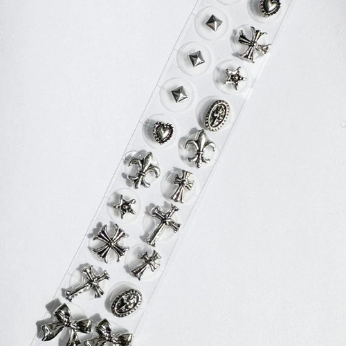 耳つぼジュエリーシール 金属アレルギー対応 シルバー クロス 星