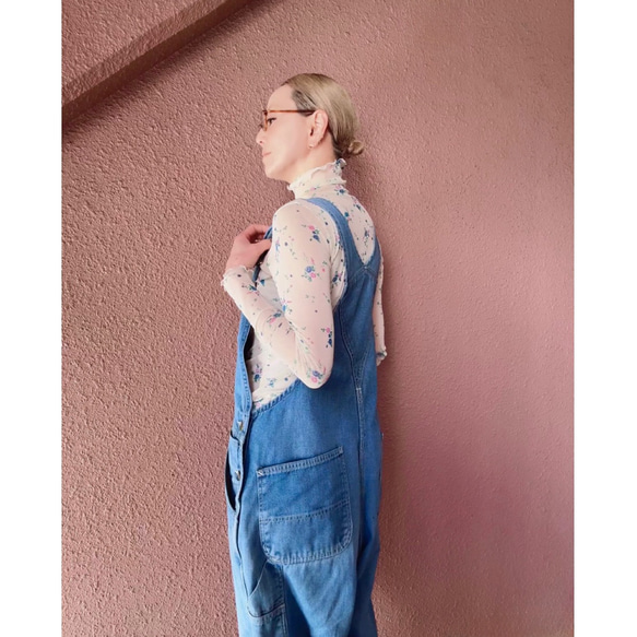 RATA❤️M＆L❤️型崩れしにくい高収縮のメローシアートップス❤️アンティークフラワー❤️レトロアイボリー❤️古着にも 5枚目の画像