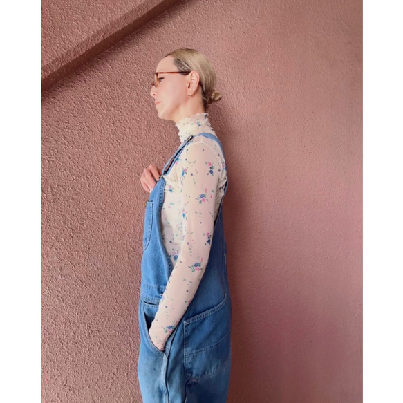 RATA❤️M＆L❤️型崩れしにくい高収縮のメローシアートップス❤️アンティークフラワー❤️レトロアイボリー❤️古着にも 10枚目の画像