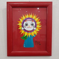 ひまわりの鏡　画家　小楠アキコ作品　アクリル絵の具 ひまわりの鏡 画家 小楠アキコ作品 アクリル絵の具 美術品 - 絵画