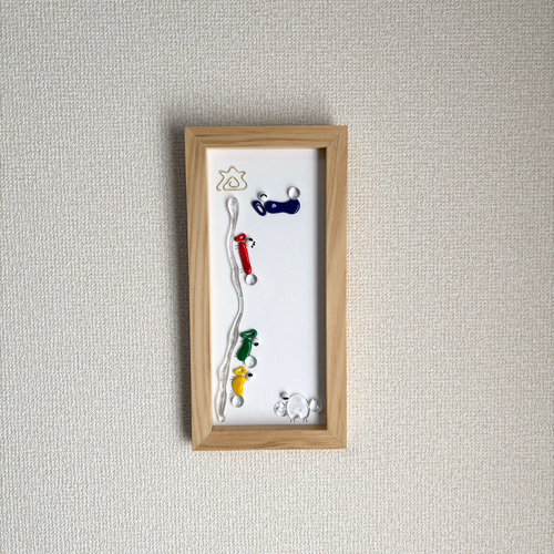 鯉、のぼる』 縦向き 鯉のぼり 額縁 絵画 うっしーガラス工房