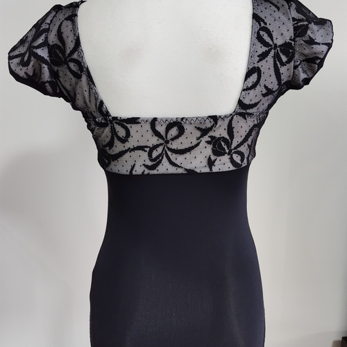 娘役風レオタード リボンのレースが可愛い黒 ふんわり