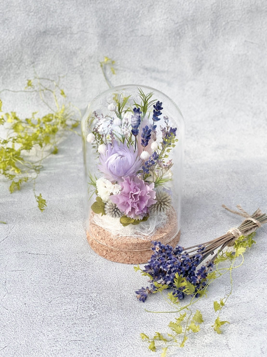 ハンドメイドドライフラワー　ラベンダー ディスプレードーム ハンドメイドドライフラワー ラベンダー ディスプレードーム
