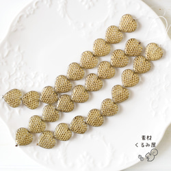 CB-0858　チェコビーズ　ハート　型押しドット柄　14×14.5mm　ゴールド　3個 6枚目の画像