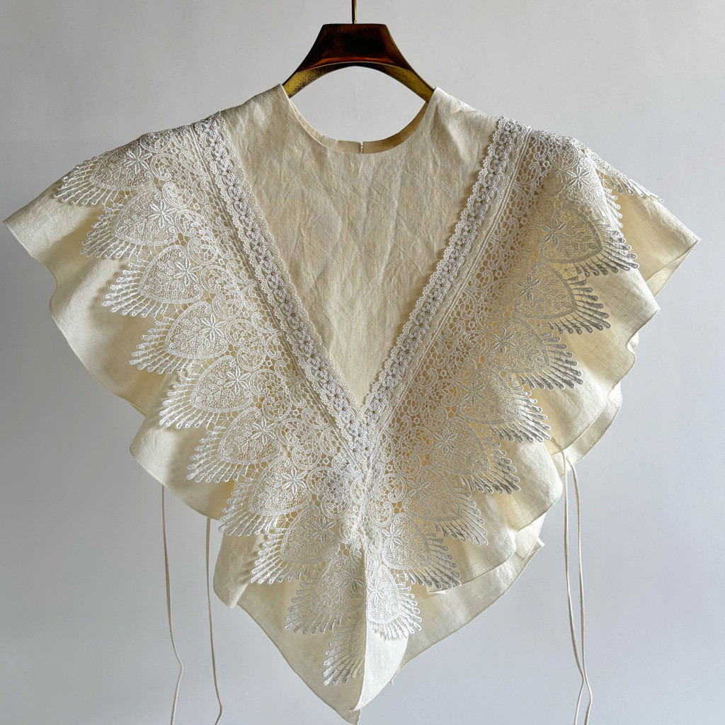 European linen scarf collar (white race) " b"