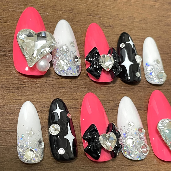 No.4 キッズ　ネオン　ピンク　ネイルチップ　ギャル　コギャル　原宿 3枚目の画像