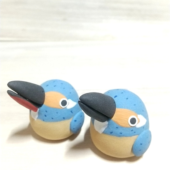 【まさひひこ様用】とりたま（ミニ）【カワセミ】　メモスタンド　2羽set 1枚目の画像