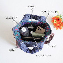 岡山牛仔束口袋（海軍藍）旅行推薦◎2way單肩包休閒托特包春季海軍藍 第2張的照片