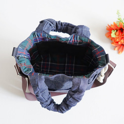 岡山牛仔束口袋（海軍藍）旅行推薦◎2way單肩包休閒托特包春季海軍藍 第11張的照片