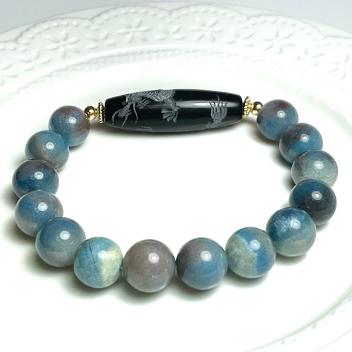 専用ページ】希少 北海道産神居古潭石の龍玉持ち五爪龍神天珠とトロイ