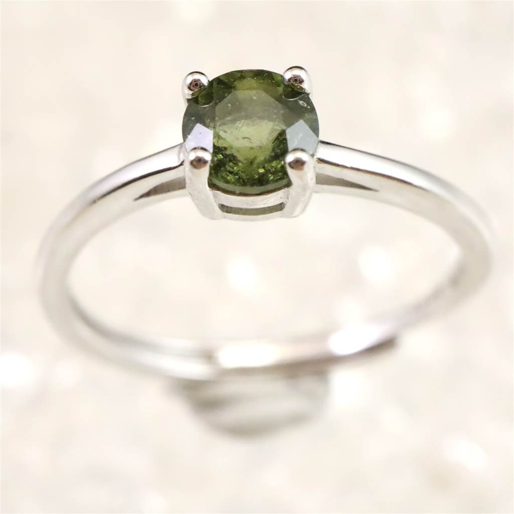 モルダバイト 5mmラウンドカット リング フリーサイズ type.A #85680