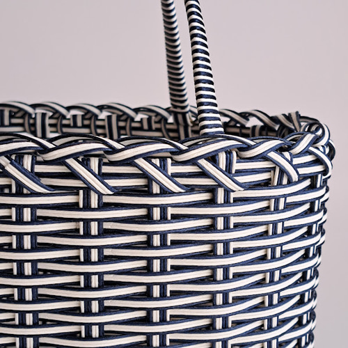 受注製作】エコクラフト かごバッグ ホワイトネイビーミックス