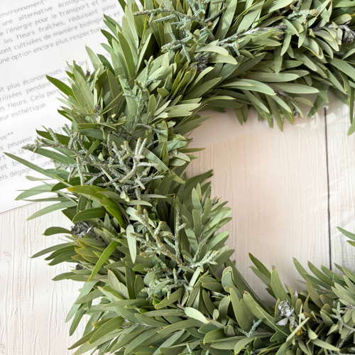 おしゃれなグリーンリース アカシアブルーブッシュのナチュラルリース