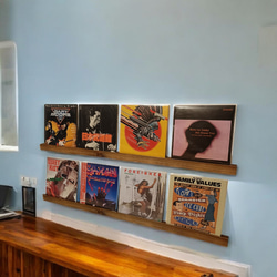 杉無垢材のレコードディスプレイ LP2枚用2本セット 壁掛け ウォール