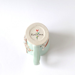 　ネコさんとカエルさんの追いかけっこ・・？　　ゆっくりティータイム（ネコとカエルとフクロウ）マグカップ　磁器 7枚目の画像