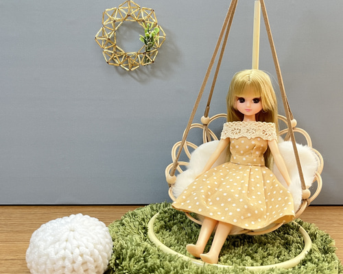 ドール用お花のハンモックチェア(1/6スケール）ホワイト おもちゃ