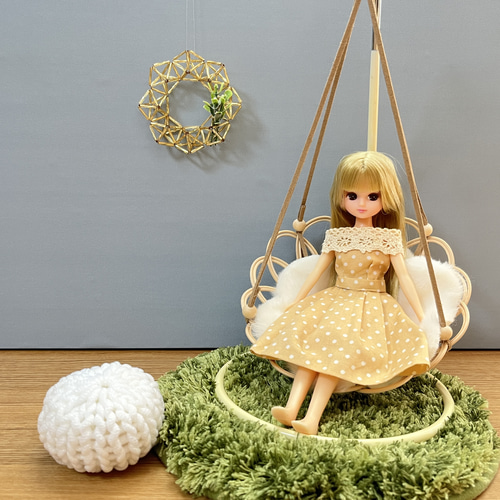 ドール用お花のハンモックチェア(1/6スケール）ホワイト おもちゃ