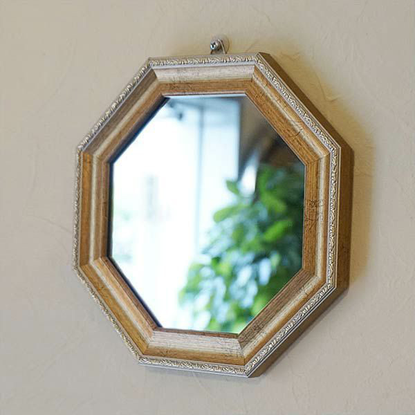 幸運を呼ぶ 八角形ミラー 25cmサイズ 風水 玄関 リビング トイレ