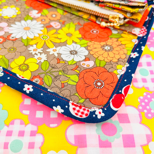 昭和 レトロ 生地 使用 長財布 Retro(レトロ) イタリア製牛革のアンティークなかぶせ型長財布