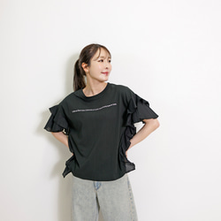 【新作】サイドフリル メッセージプリント TC カットソー 12枚目の画像