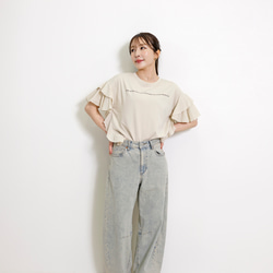 【新作】サイドフリル メッセージプリント TC カットソー 9枚目の画像