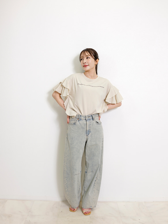 【新作】サイドフリル メッセージプリント TC カットソー 9枚目の画像