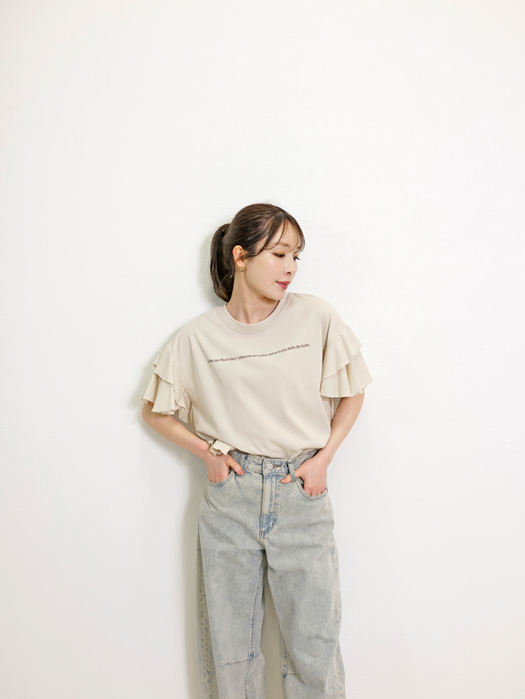 【新作】サイドフリル メッセージプリント TC カットソー 8枚目の画像