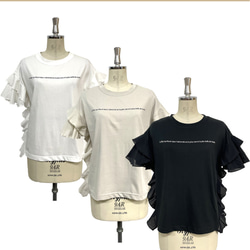 【新作】サイドフリル メッセージプリント TC カットソー 2枚目の画像